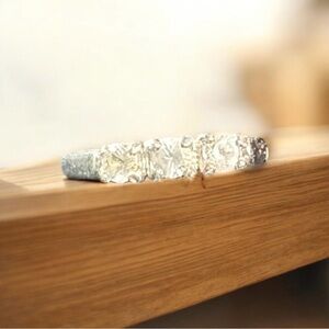 Silver band with Three Clear CZ